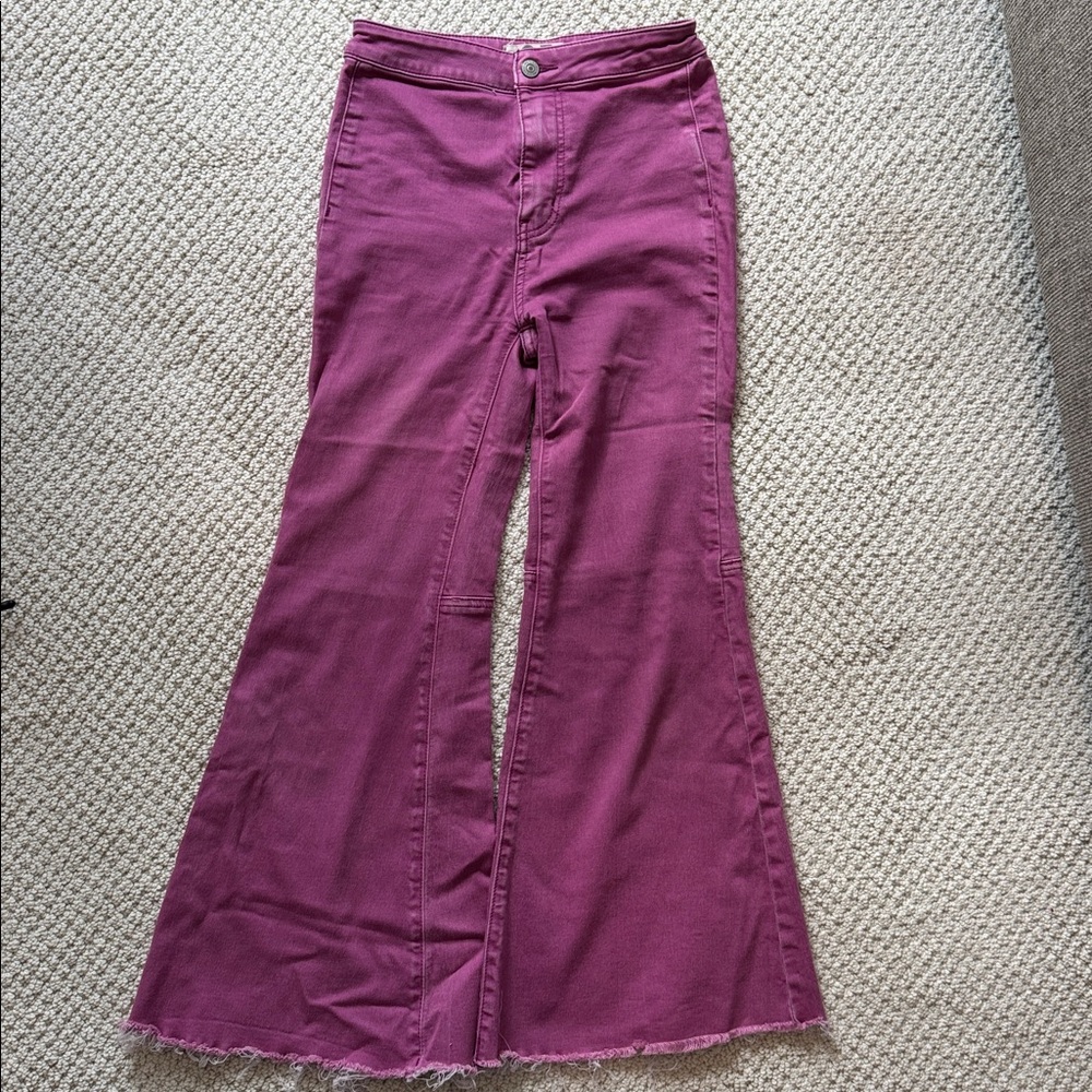 We The Free Pink Denim Bell Bottoms